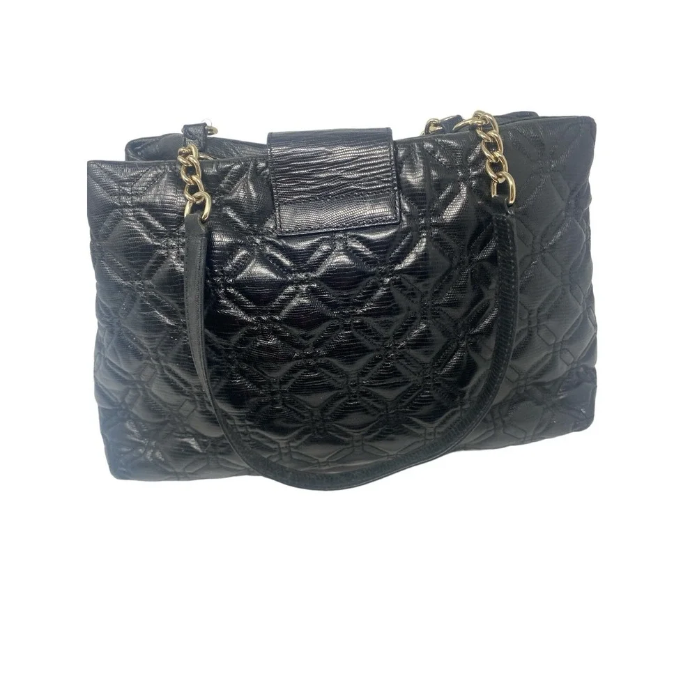 Kate Spade Astor Court Elena Quilted‎ Black Leather Double Handle Handbag